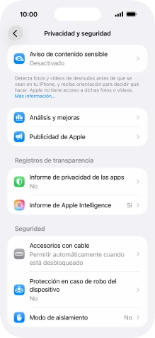 Pulsa Informe de privacidad de las apps.