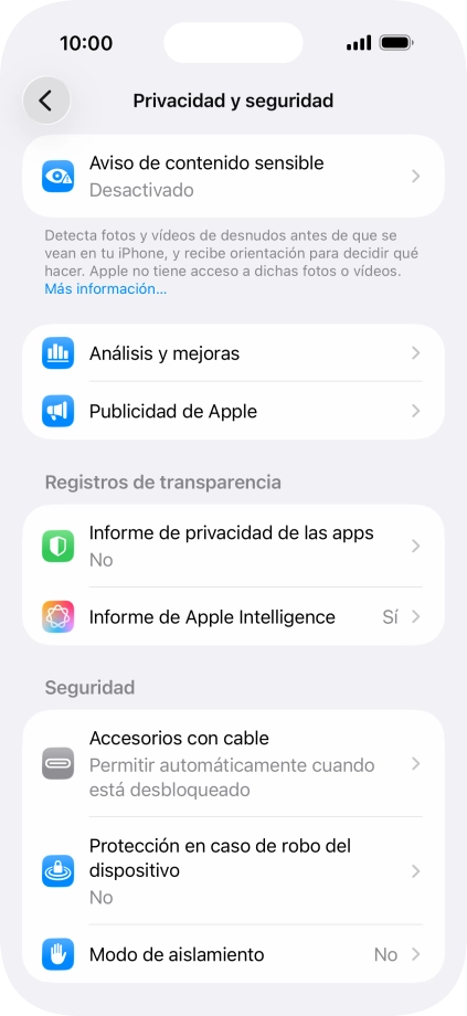 Pulsa Informe de privacidad de las apps.