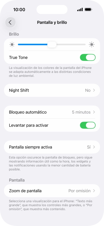 Pulsa Pantalla siempre activa.