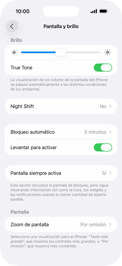 Pulsa Pantalla siempre activa.