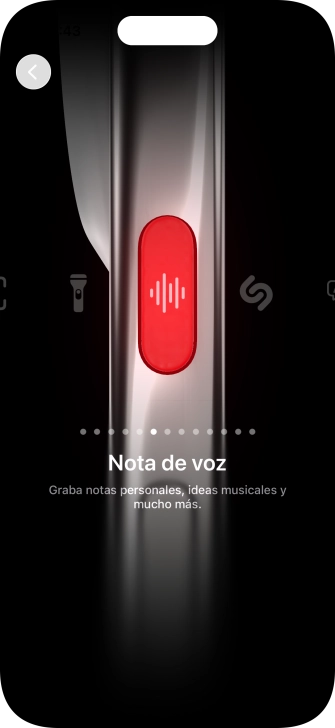 Desliza el dedo hacia la derecha o hacia la izquierda por la pantalla para seleccionar la función deseada.