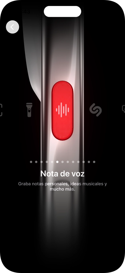 Desliza el dedo hacia la derecha o hacia la izquierda por la pantalla para seleccionar la función deseada.