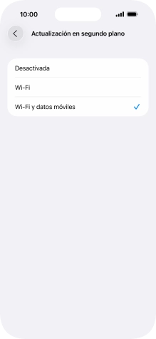 Para desactivar la actualización de apps en ejecución, pulsa Desactivada.