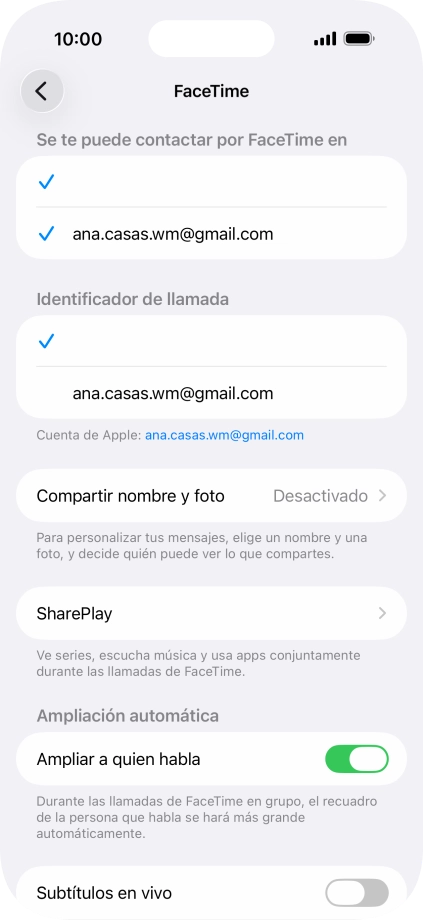 Pulsa el ajuste deseado bajo 