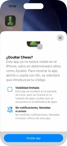 Pulsa Ocultar app.