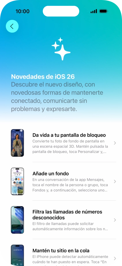 Desliza el dedo hacia arriba desde la parte inferior de la pantalla para terminar y volver a la pantalla de inicio.