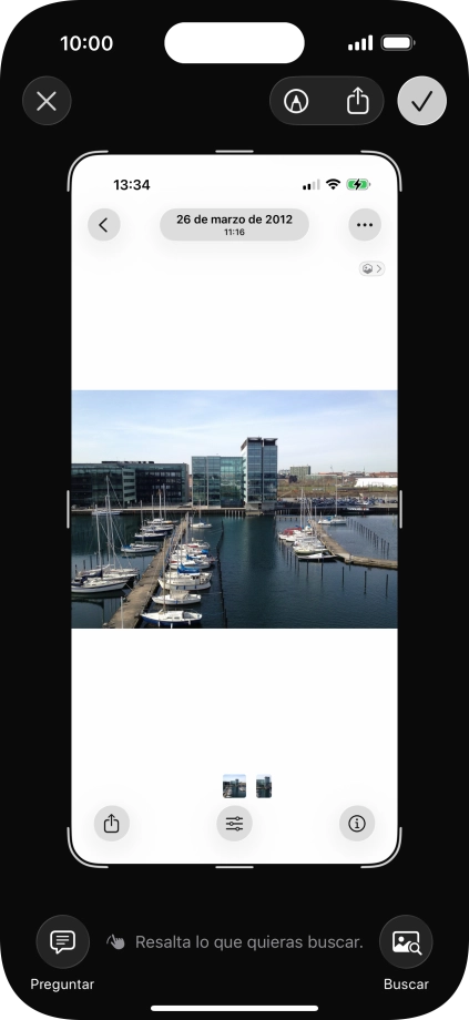 Para utilizar la inteligencia visual mediante un pantallazo, haz un pantallazo y sigue las indicaciones de la pantalla para utilizar la función.