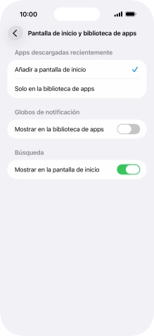 Para añadir nuevas apps descargadas a la pantalla de inicio y a la biblioteca de apps, pulsa Añadir a pantalla de inicio.