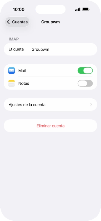 Pulsa Ajustes de la cuenta.