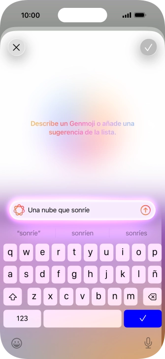 Escribe con tus propias palabras cómo tiene que ser el Genmoji y pulsa la flecha hacia arriba.