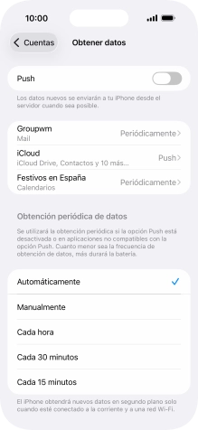 Si desactivas la función, pulsa el ajuste deseado.