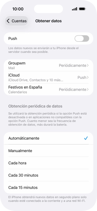 Si desactivas la función, pulsa el ajuste deseado.