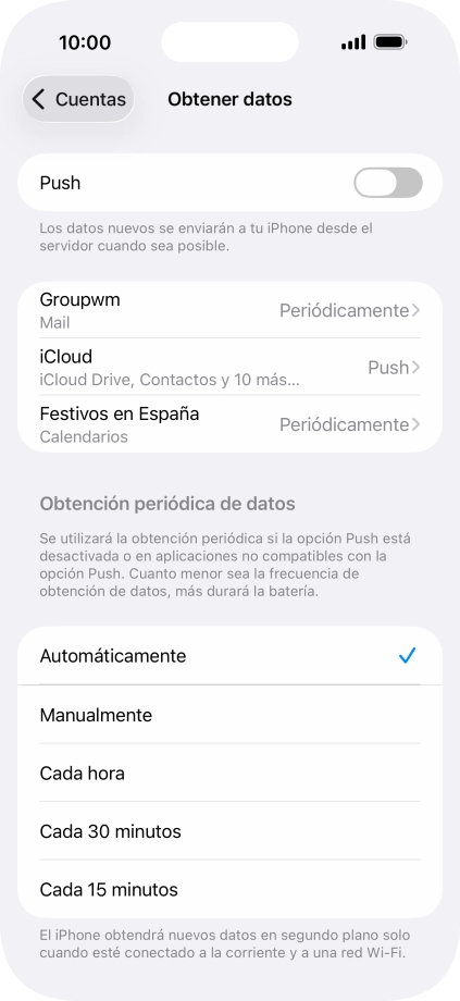 Si desactivas la función, pulsa el ajuste deseado.