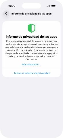 Pulsa Activar el informe de privacidad para activar la función.
