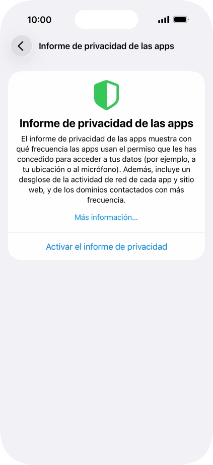 Pulsa Activar el informe de privacidad para activar la función.