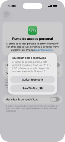Si la función de wifi está activada, pulsa Solo Wi-Fi y USB.