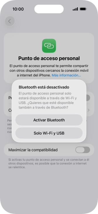 Si la función de wifi está activada, pulsa Solo Wi-Fi y USB.