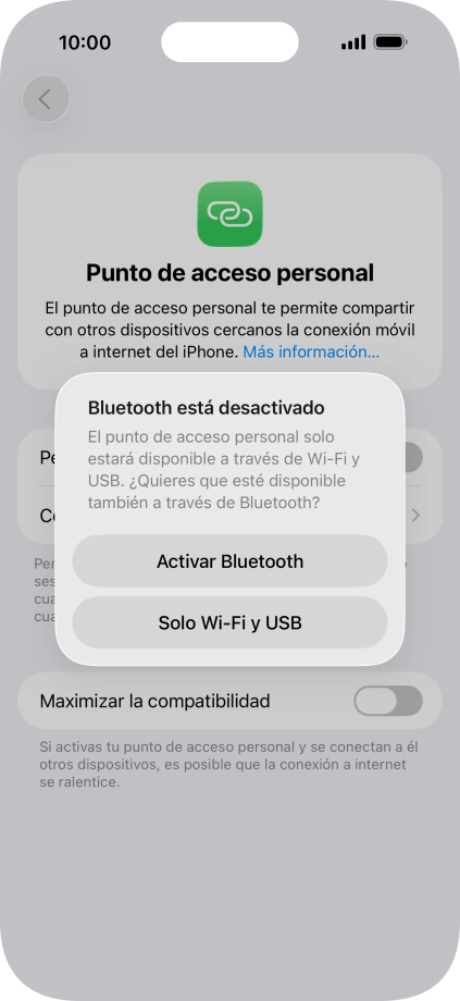 Si la función de wifi está activada, pulsa Solo Wi-Fi y USB.