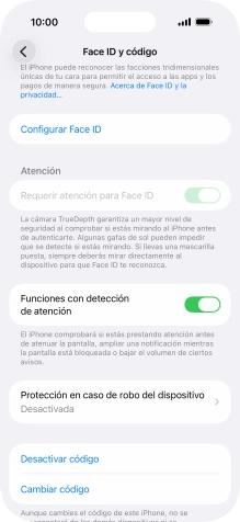 Pulsa Desactivar código e introduce el código de seguridad.