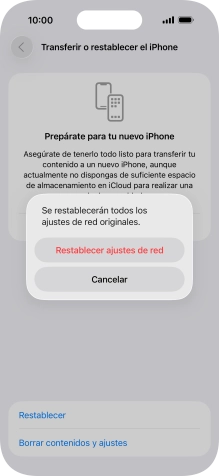 Pulsa Restablecer ajustes de red.