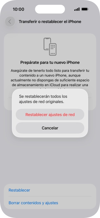 Pulsa Restablecer ajustes de red.