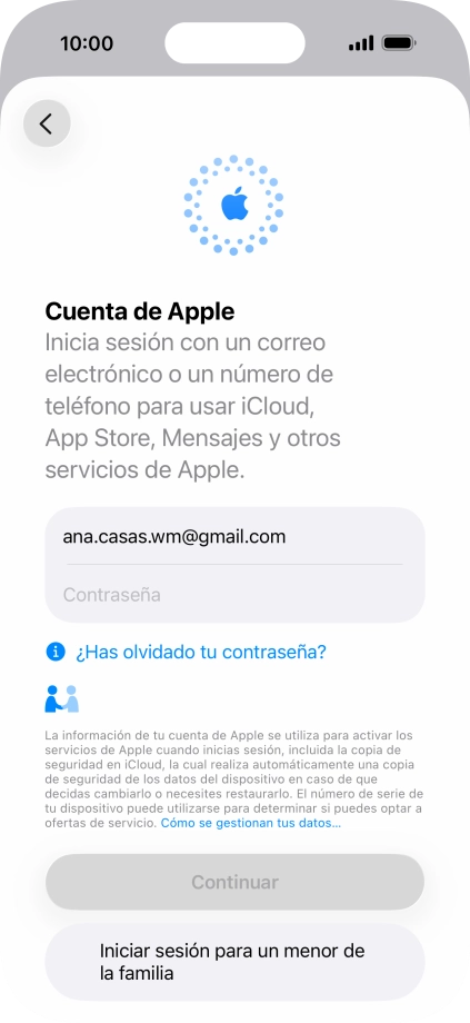 Pulsa Contraseña e introduce la contraseña de tu Cuenta de Apple.
