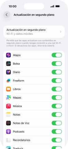 Pulsa Actualización en segundo plano.