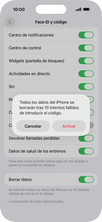 Si activas la función, pulsa Activar.