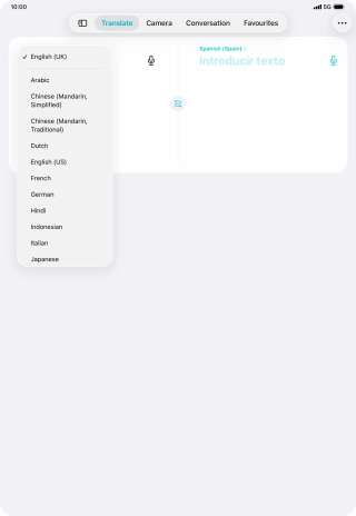 Press the required source language.