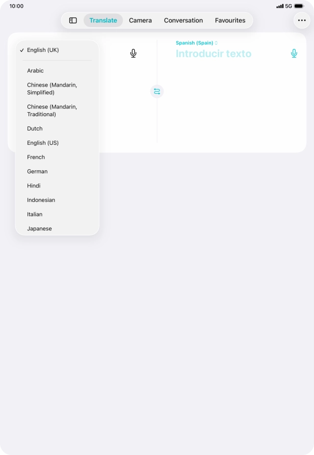 Press the required source language.