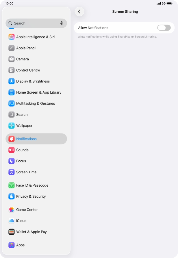 Press the indicator next to 