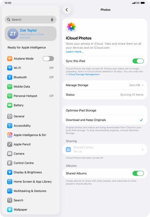 Press the indicator next to 