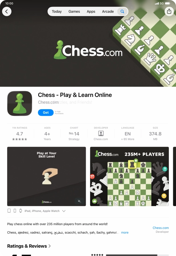 Press Get and follow the instructions on the screen to install the app.