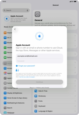 Press Password and key in the password for your Apple Account.