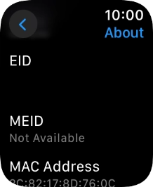 Your Apple Watch EID number is displayed below EID.
