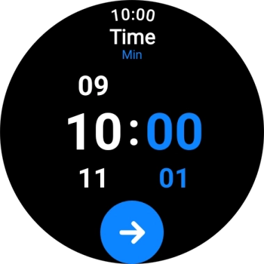 Slide your finger up or down on the screen to set the required time.