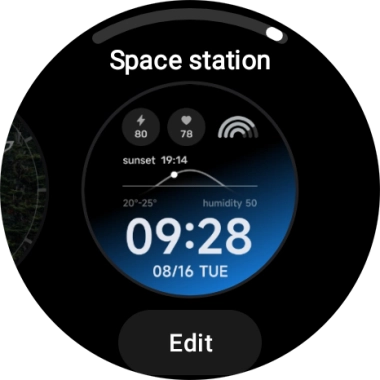 Slide your finger right or left to see the available watch faces.