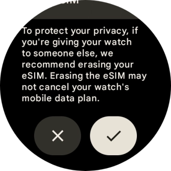 Press the confirm icon. Wait a moment while the factory default settings are restored. Follow the instructions on the screen to set up your smartwatch and prepare it for use.
