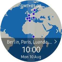 Slide your finger right or left on the Touch bezel to select the required time zone.