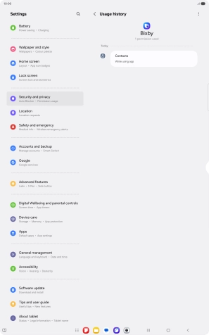 The app activity for the selected app is displayed.