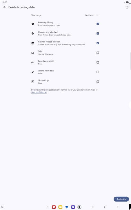 Press the fields next to the required data types.