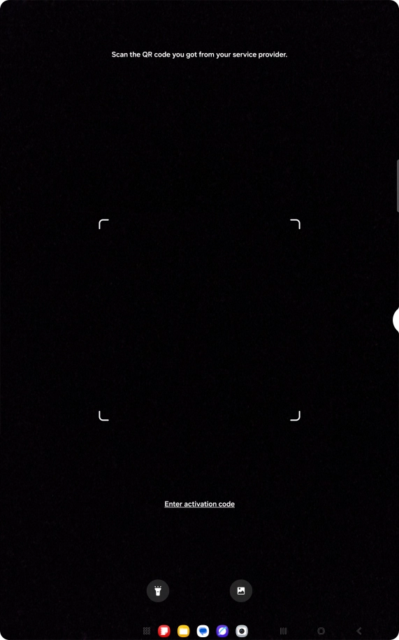 Place the QR code you've received inside the tablet camera frame to scan the code. Your eSIM is transferred to your new tablet over the internet.