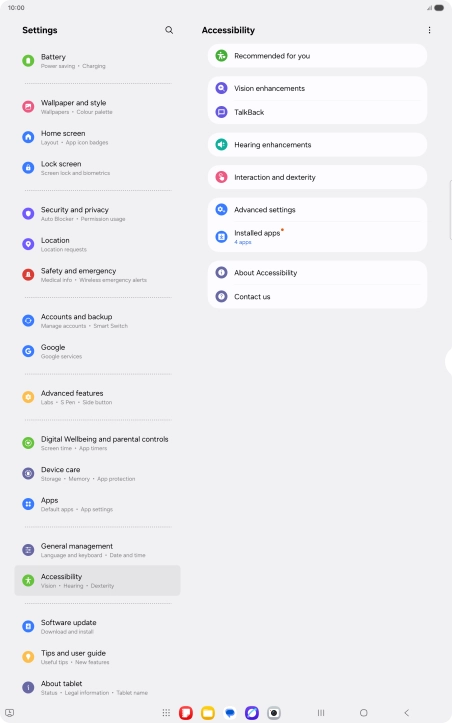 Press Vision enhancements and follow the instructions on the screen to select the required settings.