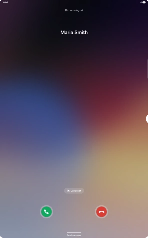 Press and drag the accept call icon upwards.