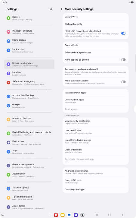 Press SIM card security.