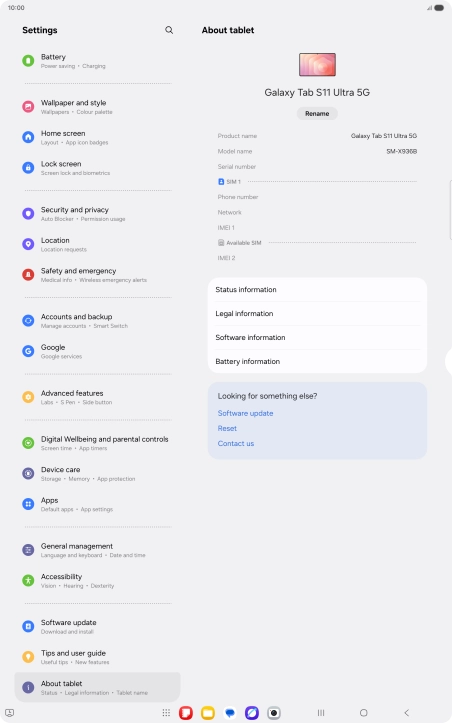 Press Status information.