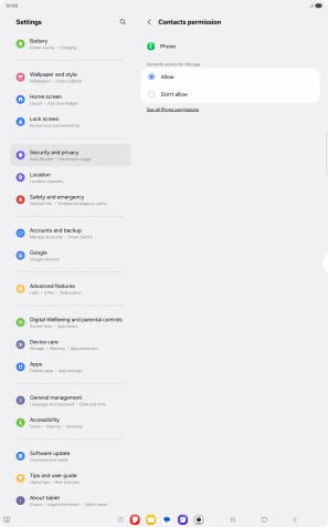 Press the required setting.