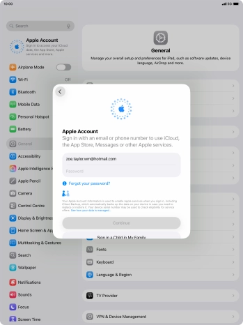 Press Password and key in the password for your Apple Account.