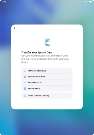 Press Don't Transfer Anything and follow the instructions on the screen to finish the activation.