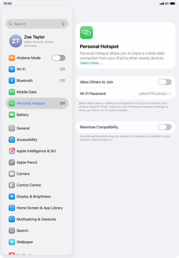 Press Wi-Fi Password and key in the required password.